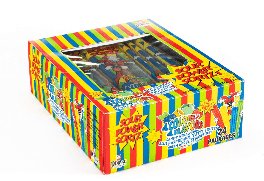 Dorval - Sour Power Sortz Belts Multi Flavored Bulk Box (1.7 oz, 24 ct.) - Vintage Candy Co.