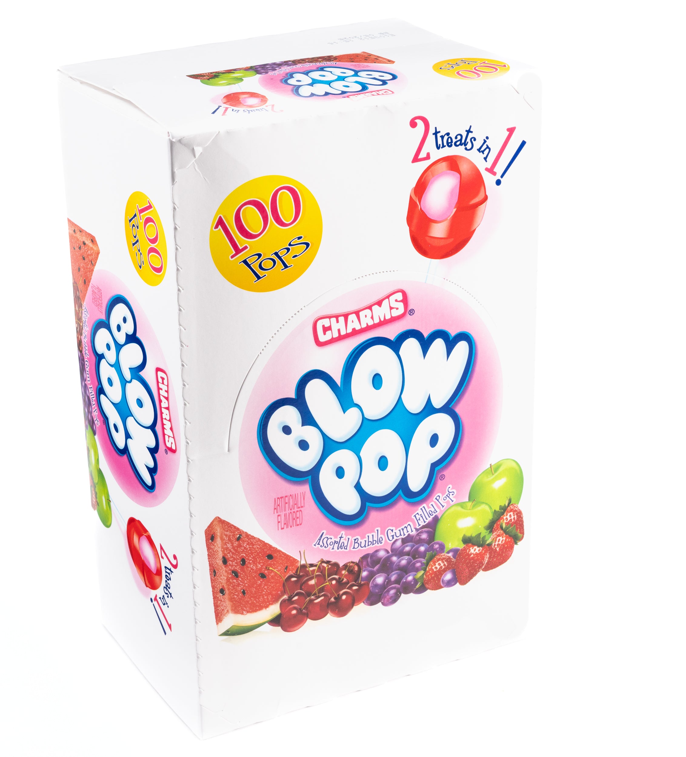 Charms Blow Pops Assorted Bubble Gum Filled Pops Bulk Box (0.64 oz, 100 ct.)