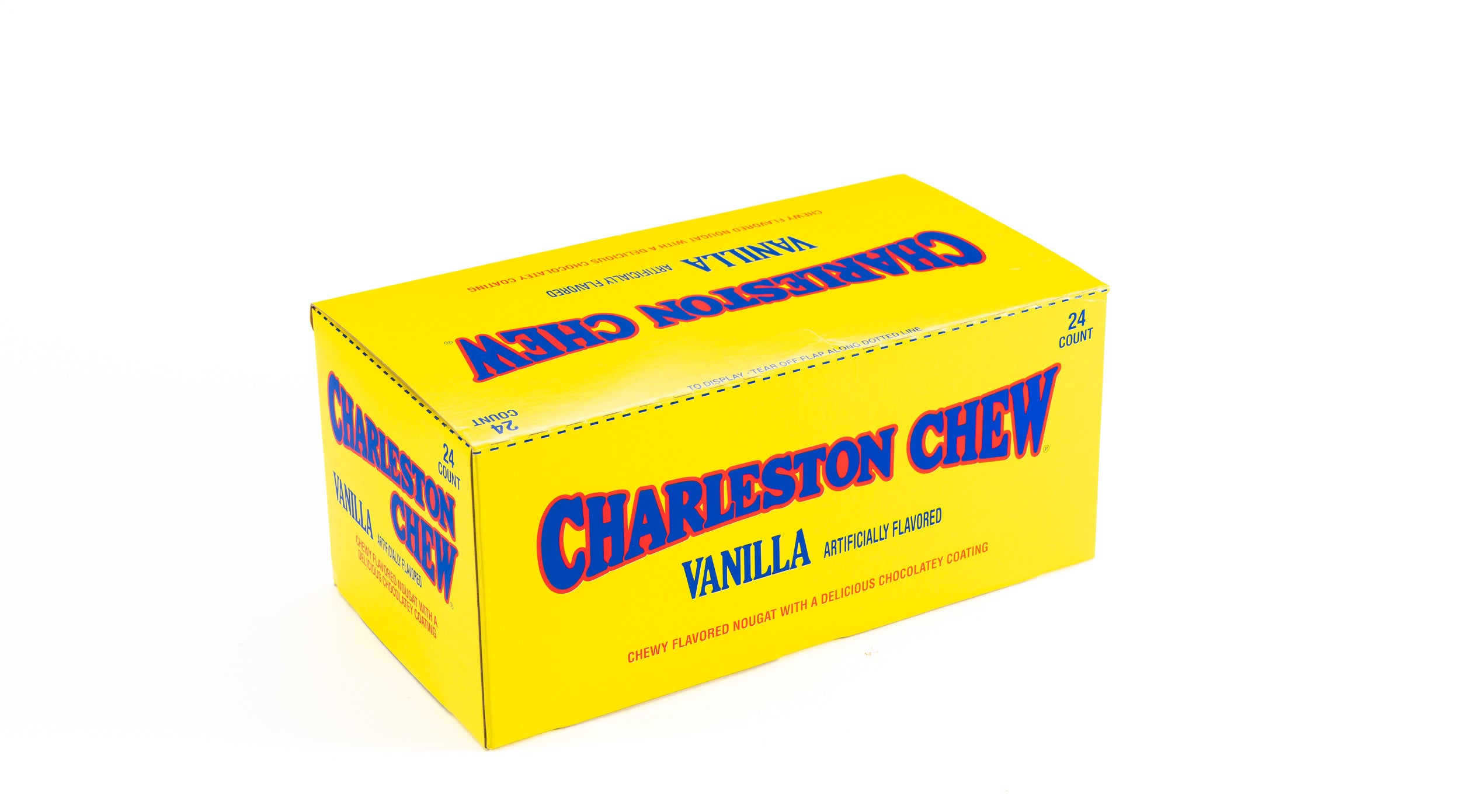 Charleston Chew Vanilla Full Size Chewy Nougat Candy Bar Bulk Box (1.87 oz, 24 ct.)