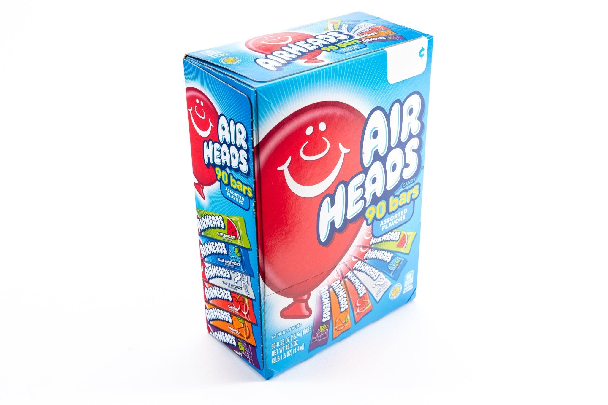 Air heads Assorted Flavored Bar Candy Individual Wrapped Bulk Box (49.5 oz, 90 ct.) - Vintage Candy Co.