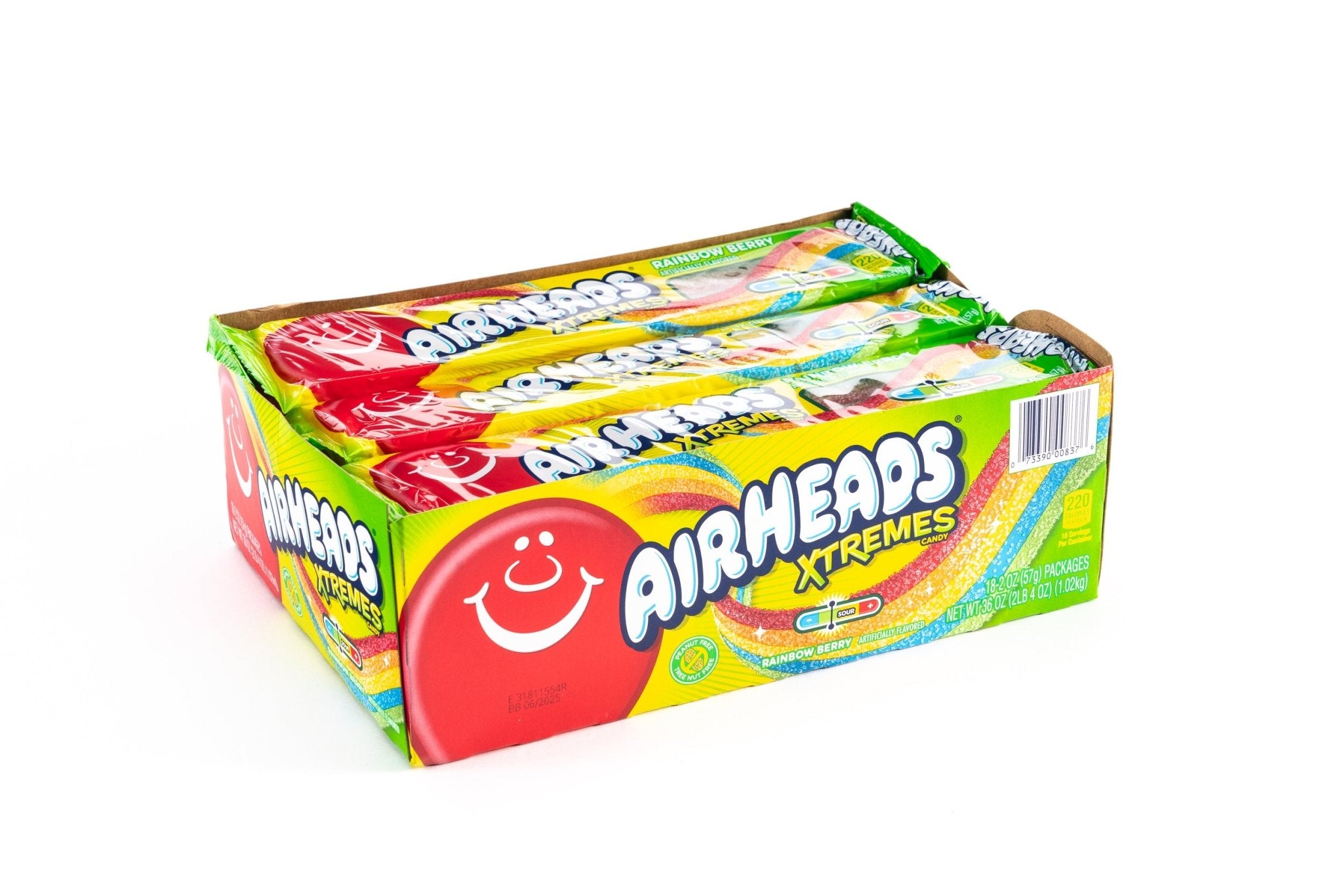 Airhead Ribbons Airheads Xtremes Sour Rainbow Berry Belts Bulk Box (2 oz, 18 ct ...