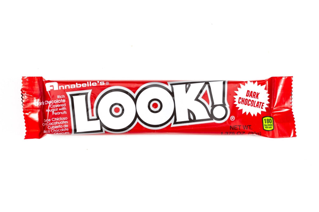 Annabelles's Look! Chocolate Nougat Peanut Full Size Bar Bulk Box (1.3 oz) - Vintage Candy Co.
