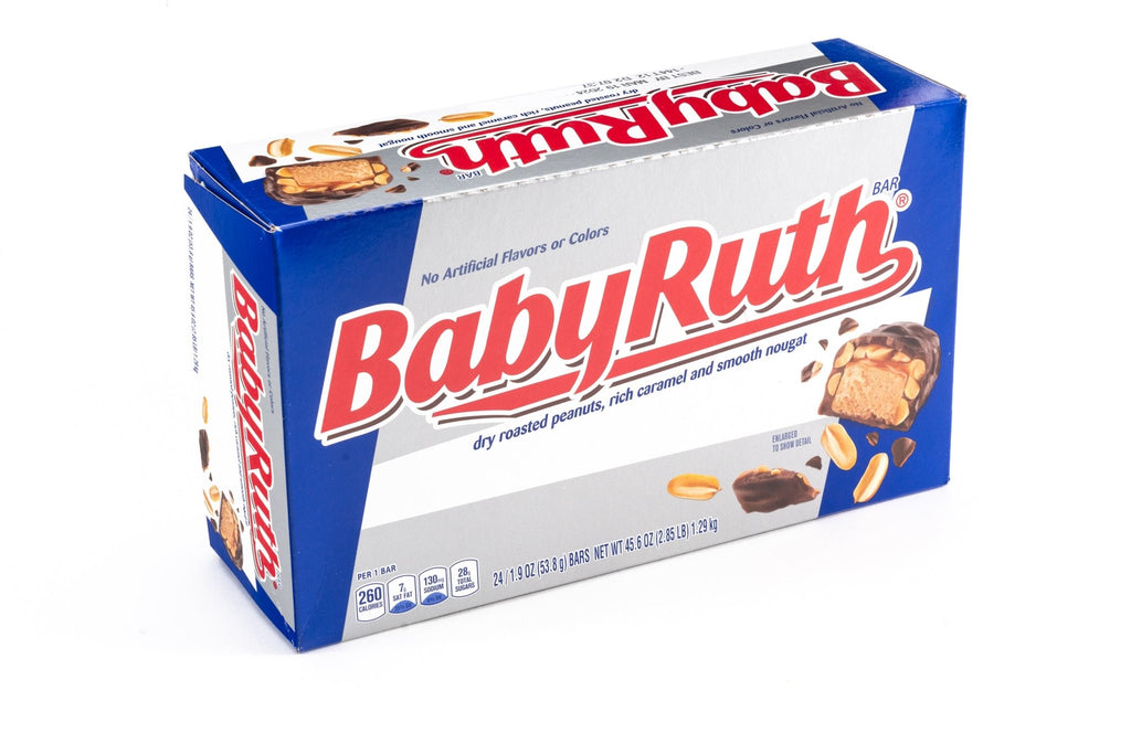 Baby Ruth Chocolate Full Size Candy Bars Bulk Box (1.9 oz, 24 ct ...