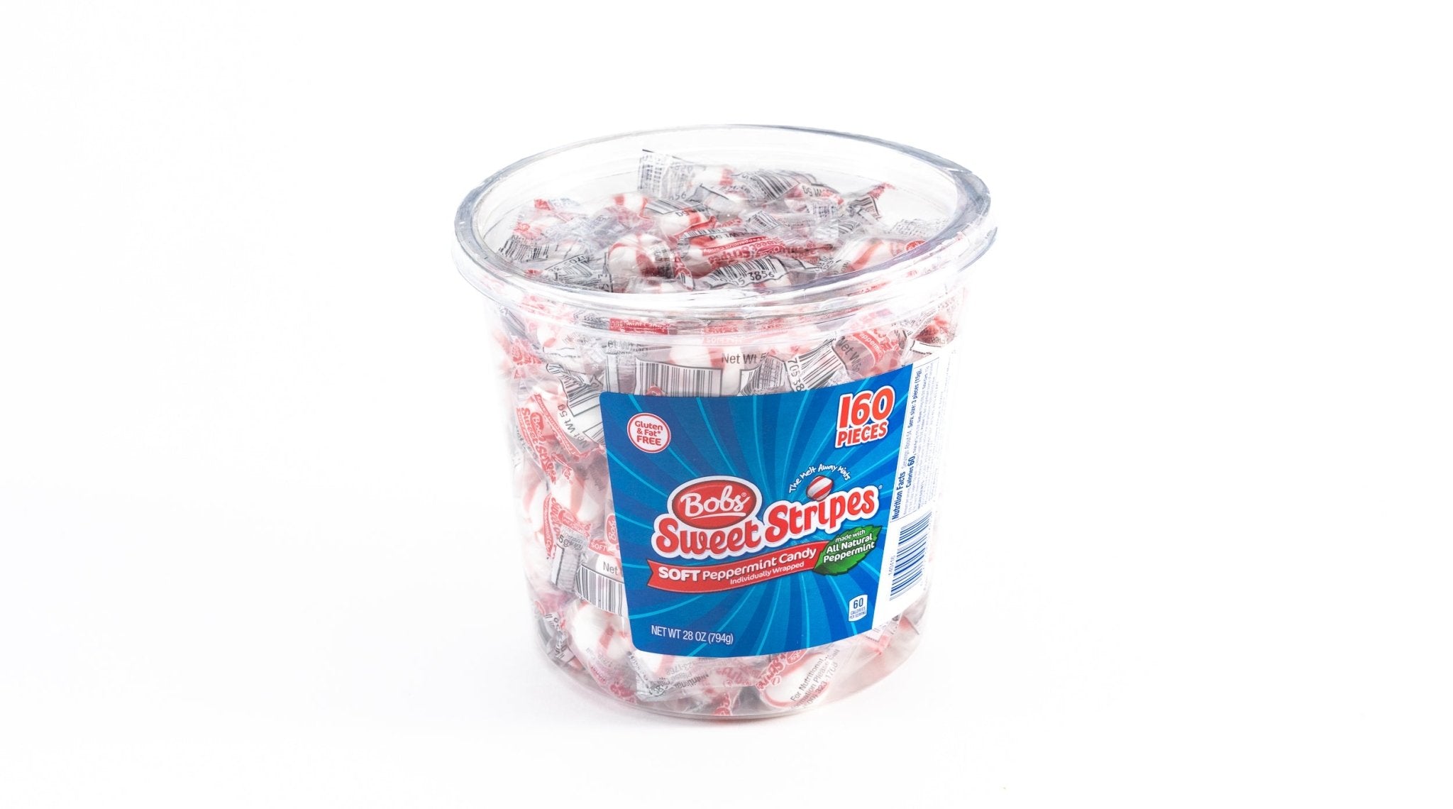 Bob's Sweet Stripes - Peppermint Candy - Bulk Tub (0.175 oz, 160ct.) - Vintage Candy Co.