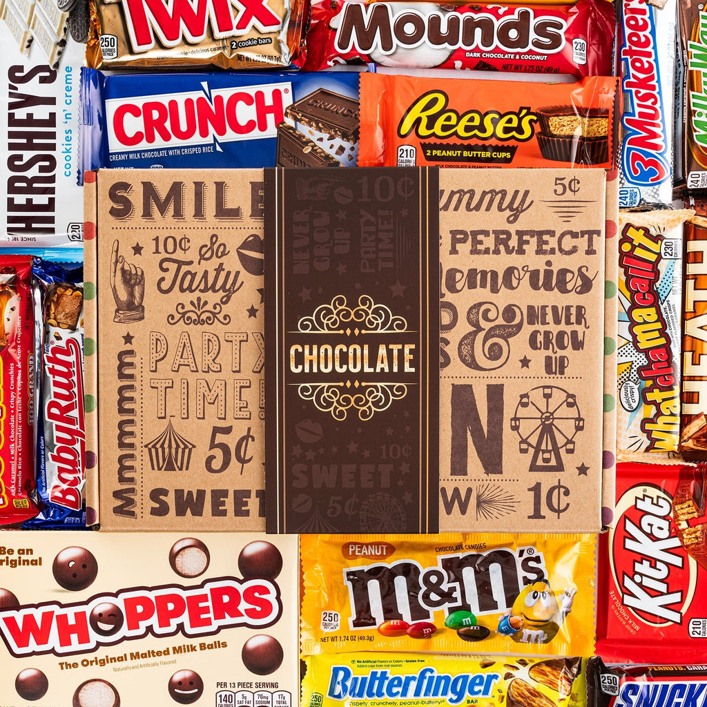 Chocolate Lovers Full Size Candy Bar Gift Basket - Vintage Candy Co.