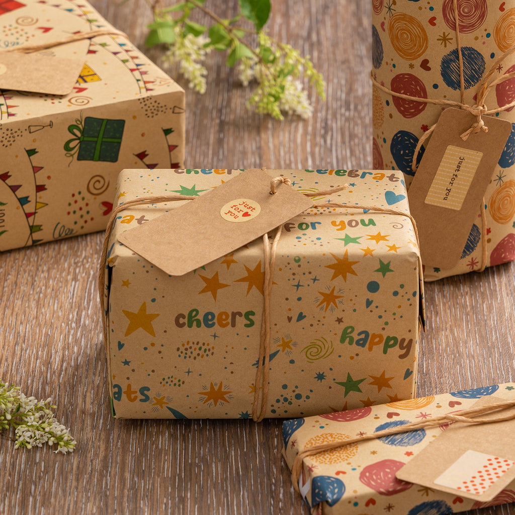 Tags For Wrapping Gift Wrapping Kit with Gift Wrap, String, Tape Roll, Tags, and Sticker ...