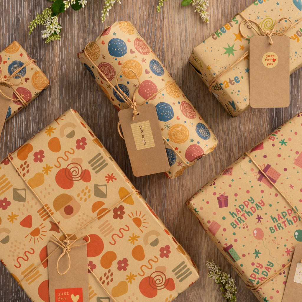 Tags For Wrapping Gift Wrapping Kit with Gift Wrap, String, Tape Roll, Tags, and Sticker ...