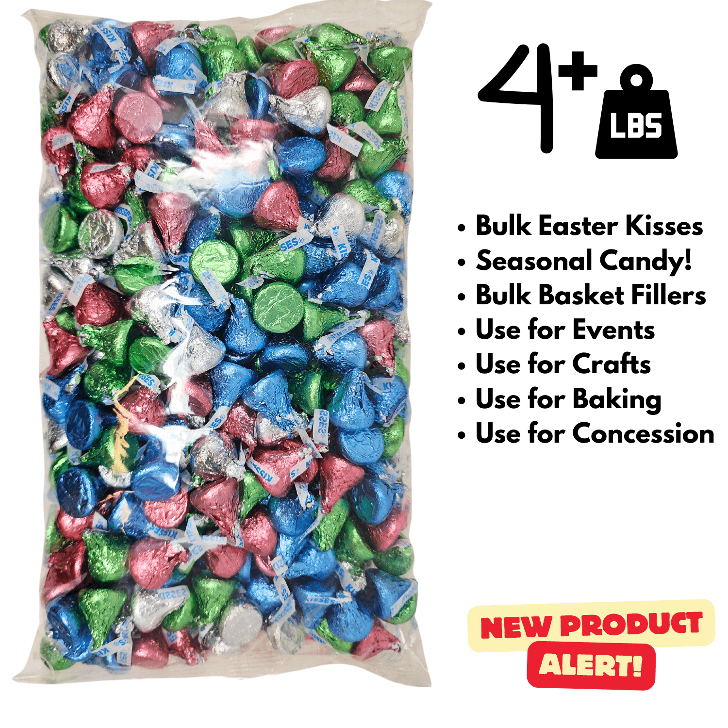 Hershey Kisses Bulk Easter Candy Basket Stuffers – Pastel Foil Easter Assorted Milk Chocolate Kisses (4.2 Lb Bulk Bag) - Vintage Candy Co.