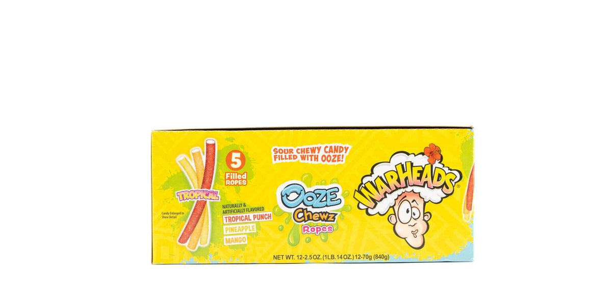 Warheads Ooze Chews Tropical Ropes Sour Candy Bulk Box (0.20 oz, 12ct ...
