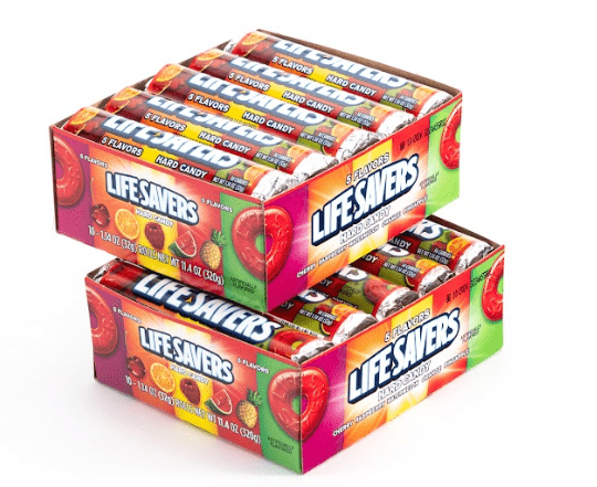 ライフセーバー キャンディ ビンテージBOX 64cm大 ラスタカラー Life Savers Original 5 Flavor Assorted Hard Candy Bulk Box (1.14
