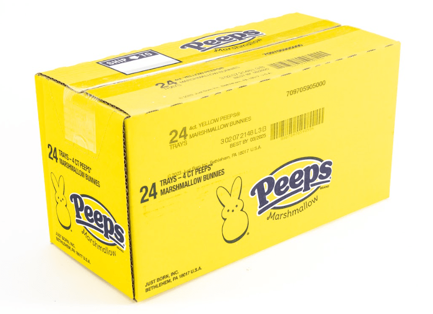 Peeps Marshmallow Bunnies Candy Yellow Sugar Bulk Box (1.5 oz, 24 ct.) - Vintage Candy Co.