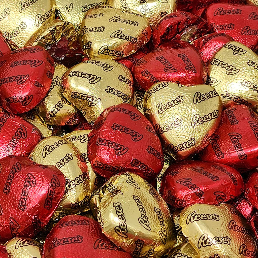 Reeses Peanut Butter Hearts in Gold & Red Foil - Vintage Candy Co.
