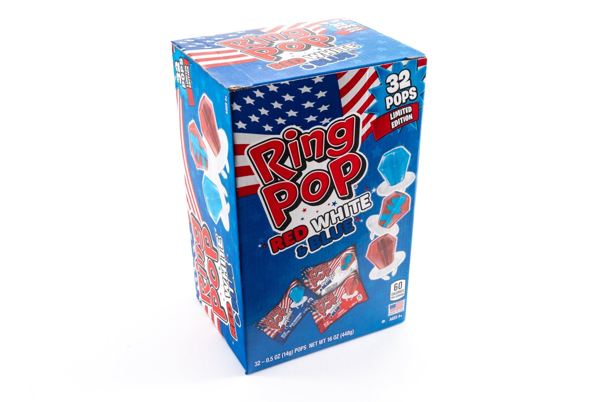 Ring Pop Red White & Blue Bulk Box (16 oz, 32 ct.) - Vintage Candy Co.