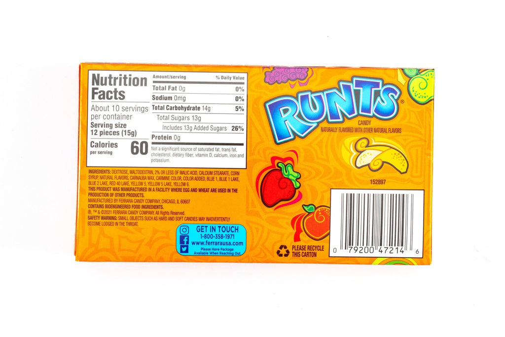 Runts Assorted Fruit Hard Candy Bulk Box (5 oz, 12 ct.) – Vintage Candy Co.
