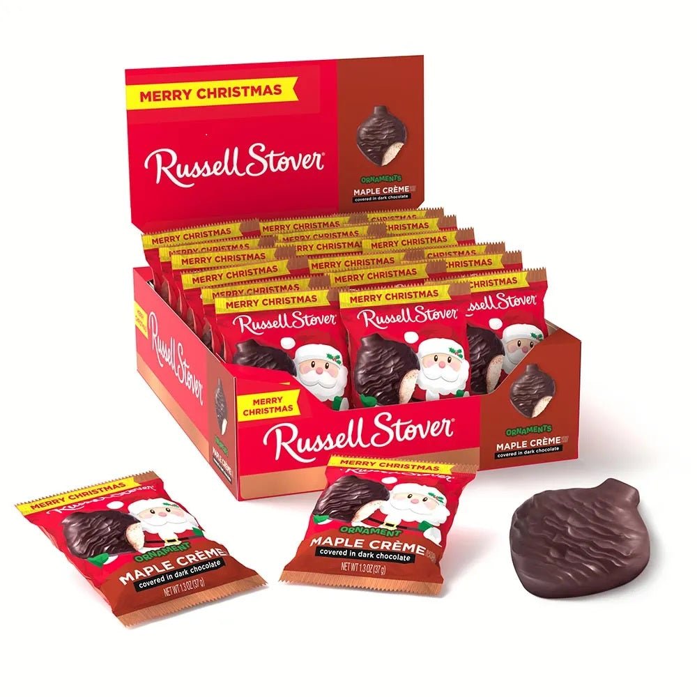 Russell Stover Dark Chocolate Maple Creme Ornaments - (1.3 oz, 18 Pack) - Vintage Candy Co.