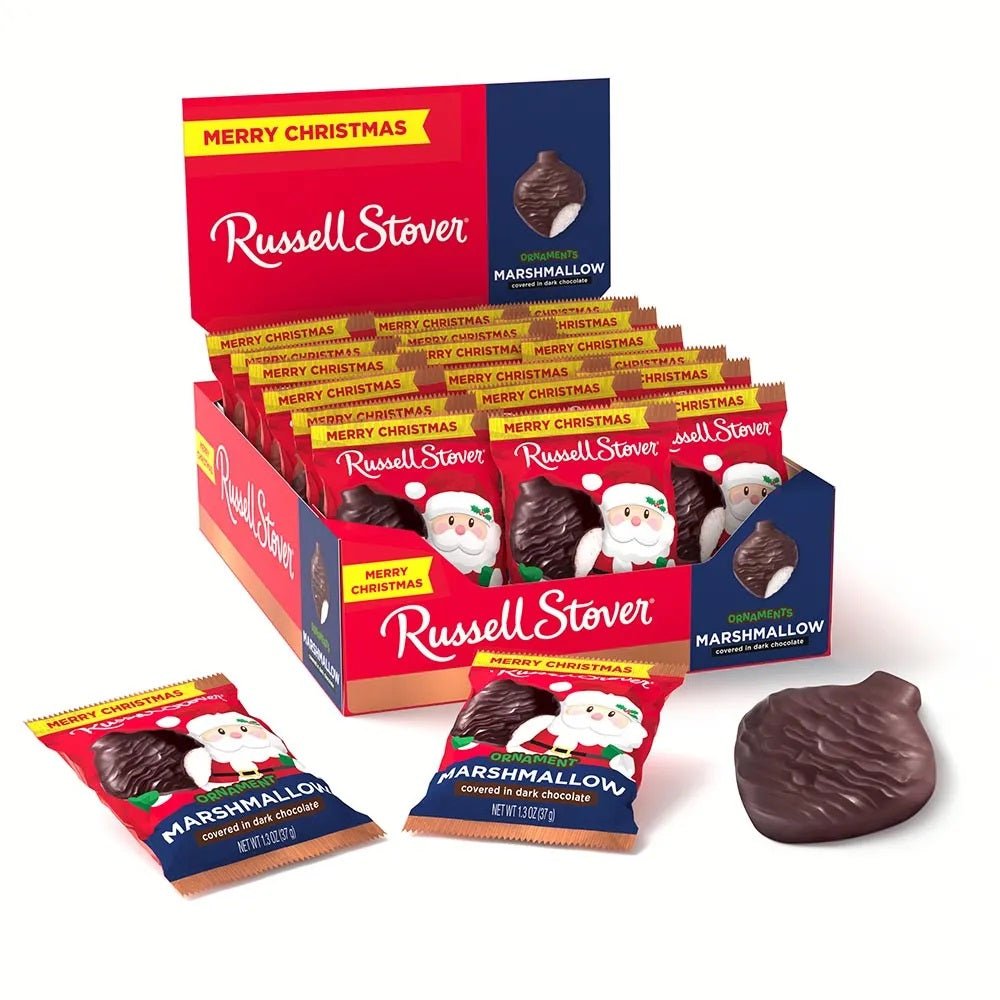 Russell Stover Dark Chocolate Marshmallow Ornaments - (1.3 oz, 18 Pack) - Vintage Candy Co.