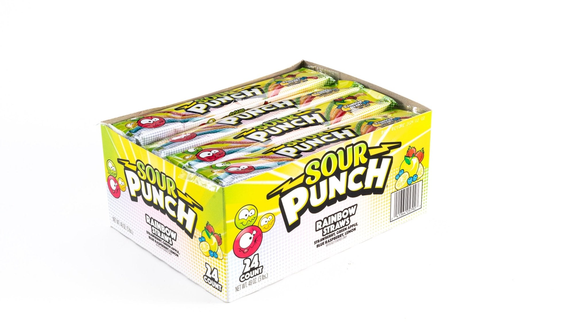 Sour Punch Rainbow Straws Assorted Flavour Bluk Box (2.0 oz, 24 ct.) - Vintage Candy Co.