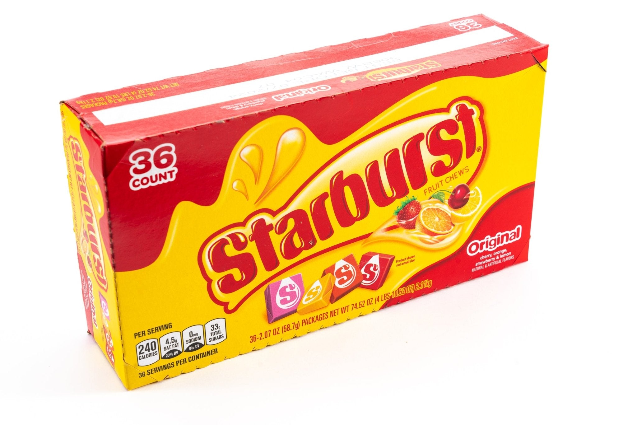 Starburst Original Fruit Chew Candy Bar Bulk Pack (2.07 Oz, 36 Ct ...