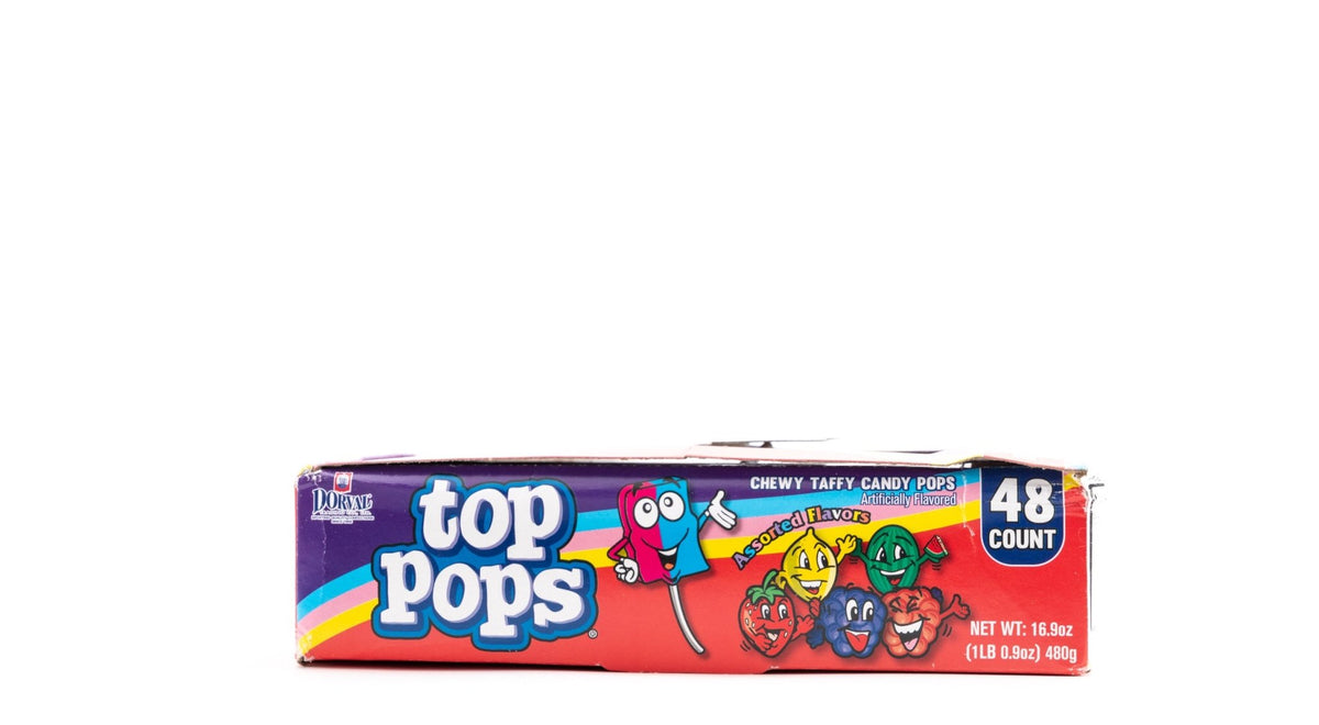 Top Pops Dorval Chewy Taffy Candy Pops Bulk Box (0.9 oz, 48 ct ...