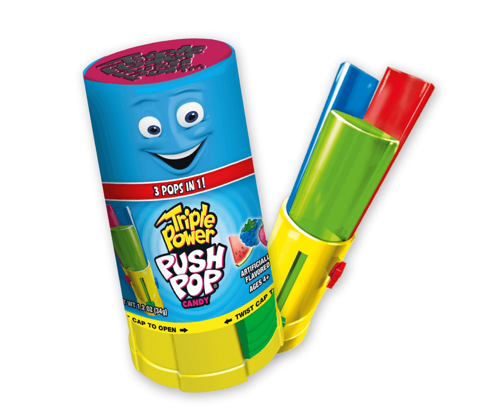 Triple Power Push Pop Candy Fruity Flavored Bulk Box (1.2 oz, 16 ct ...